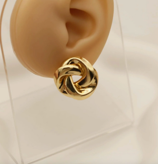 Brinco Golden Knot - Nó Torcido com Brilho Clássico