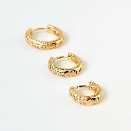 Brinco Trio Argola Cravejada Folheado